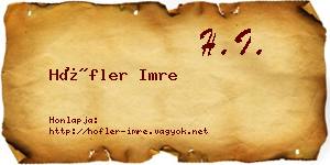 Höfler Imre névjegykártya
